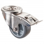 Roulette Inox Caoutchouc Ø80mm 100kg - Avec blocage directionnel