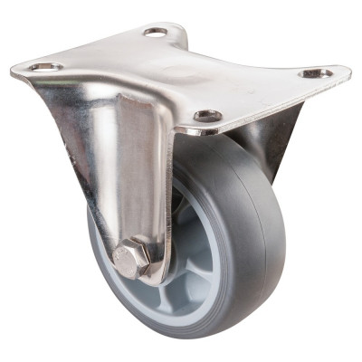 Roulette Inox Caoutchouc Ø80mm 100kg - Fixe