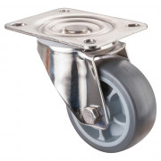 Roulette Inox Caoutchouc Ø80mm 100kg - Pivotante