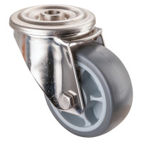 Roulette Inox Caoutchouc Ø80mm 100kg - Pivotante
