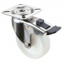 Roulette Inox Plastique Ø100mm 100kg - Avec blocage directionnel