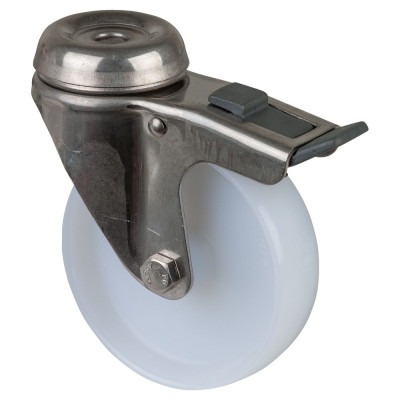 Roulette Inox Plastique Ø100mm 100kg - Avec blocage directionnel
