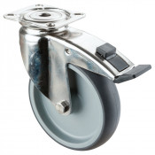Roulette Inox Plastique Ø125mm 100kg - Avec blocage directionnel