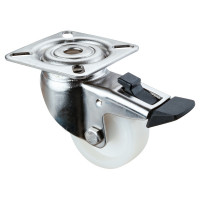 Roulette Inox Plastique Ø50mm 50kg - Avec blocage directionnel