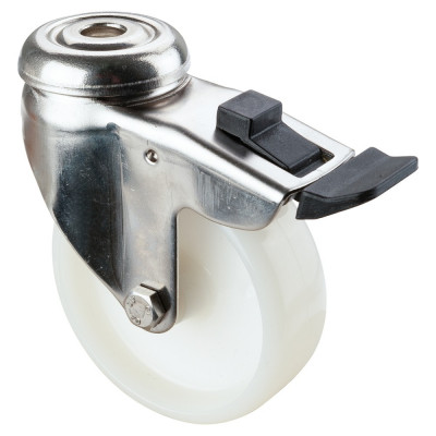 Roulette Inox Plastique Ø75mm 75kg - Avec blocage directionnel