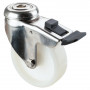Roulette Inox Plastique Ø75mm 75kg - Avec blocage directionnel