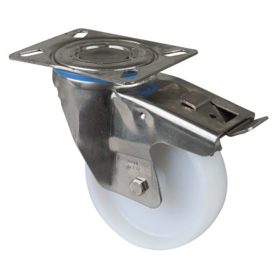 Roulette Inox Polyamide Ø125mm 250kg - Avec blocage total