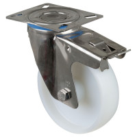Roulette Inox Polyamide Ø150mm 300kg - Avec blocage total Roulette Inox Polyamide Ø150mm 300kg - Avec blocage total