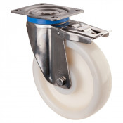 Roulette Inox Polyamide Ø200mm 1000kg - Avec blocage total
