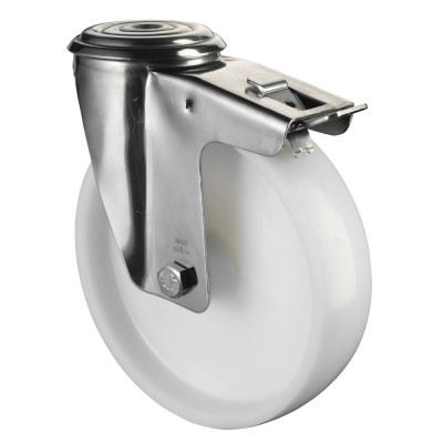 Roulette Inox Polyamide Ø200mm 400kg - Avec blocage directionnel