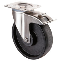 Roulette Inox Polyamide Ø200mm 400kg - Avec blocage directionnel