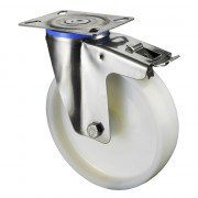 Roulette Inox Polyamide Ø200mm 400kg - Avec blocage total