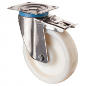 Roulette Inox Polyamide Ø200mm 450kg - Avec blocage total