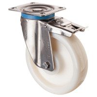 Roulette Inox Polyamide Ø200mm 450kg - Avec blocage total