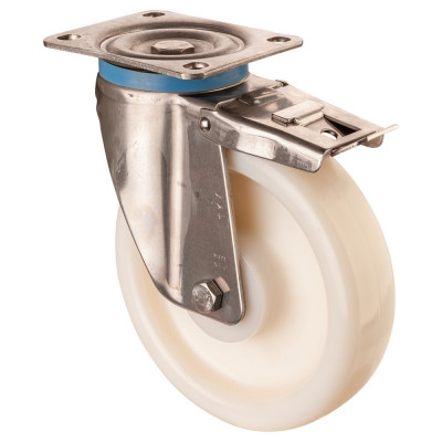 Roulette Inox Polyamide Ø200mm 700kg - Avec blocage total