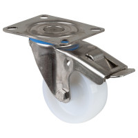 Roulette Inox Polyamide Ø80mm 150kg - Avec blocage total Roulette Inox Polyamide Ø80mm 150kg - Avec blocage total