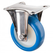 Roulette Inox Polyuréthane bleu 85 +/-3 Shore Ø100mm 110kg - Fixe