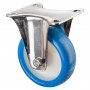 Roulette Inox Polyuréthane bleu 85 +/-3 Shore Ø100mm 110kg - Fixe