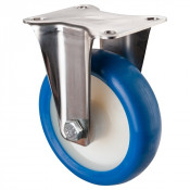 Roulette Inox Polyuréthane bleu 85 +/-3 Shore Ø125mm 150kg - Fixe