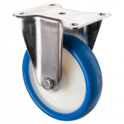 Roulette Inox Polyuréthane bleu 85 +/-3 Shore Ø160mm 250kg - Fixe