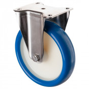Roulette Inox Polyuréthane bleu 85 +/-3 Shore Ø200mm 300kg - Fixe