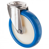 Roulette Inox Polyuréthane bleu 85 +/-3 Shore Ø200mm 300kg - Pivotante