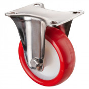 Roulette Inox Polyuréthane rouge 95 +/-3 Shore Ø100mm 140kg - Fixe