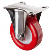 Roulette Inox Polyuréthane rouge 95 +/-3 Shore Ø100mm 200kg - Fixe