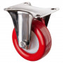 Roulette Inox Polyuréthane rouge 95 +/-3 Shore Ø100mm 200kg - Fixe