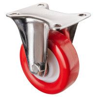 Roulette Inox Polyuréthane rouge 95 +/-3 Shore Ø100mm 200kg - Fixe