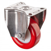 Roulette Inox Polyuréthane rouge 95 +/-3 Shore Ø100mm 200kg - Fixe