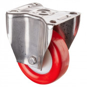 Roulette Inox Polyuréthane rouge 95 +/-3 Shore Ø100mm 200kg - Fixe