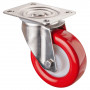 Roulette Inox Polyuréthane rouge 95 +/-3 Shore Ø100mm 200kg - Pivotante