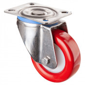 Roulette Inox Polyuréthane rouge 95 +/-3 Shore Ø100mm 200kg - Pivotante