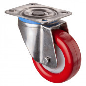 Roulette Inox Polyuréthane rouge 95 +/-3 Shore Ø100mm 200kg - Pivotante