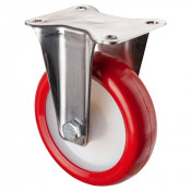 Roulette Inox Polyuréthane rouge 95 +/-3 Shore Ø125mm 180kg - Fixe