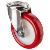 Roulette Inox Polyuréthane rouge 95 +/-3 Shore Ø125mm 180kg - Pivotante