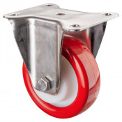 Roulette Inox Polyuréthane rouge 95 +/-3 Shore Ø125mm 250kg - Fixe