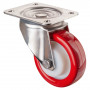 Roulette Inox Polyuréthane rouge 95 +/-3 Shore Ø125mm 250kg - Pivotante