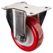 Roulette Inox Polyuréthane rouge 95 +/-3 Shore Ø125mm 300kg - Fixe