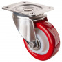 Roulette Inox Polyuréthane rouge 95 +/-3 Shore Ø125mm 300kg - Pivotante