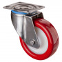 Roulette Inox Polyuréthane rouge 95 +/-3 Shore Ø125mm 300kg - Pivotante