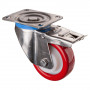 Roulette Inox Polyuréthane rouge 95 +/-3 Shore Ø125mm 400kg - Avec blocage total