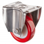 Roulette Inox Polyuréthane rouge 95 +/-3 Shore Ø125mm 400kg - Fixe