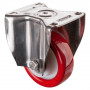 Roulette Inox Polyuréthane rouge 95 +/-3 Shore Ø125mm 400kg - Fixe