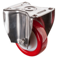 Roulette Inox Polyuréthane rouge 95 +/-3 Shore Ø125mm 400kg - Fixe Roulette Inox Polyuréthane rouge 95 +/-3 Shore Ø125mm 400kg - Fixe