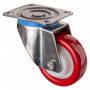 Roulette Inox Polyuréthane rouge 95 +/-3 Shore Ø125mm 400kg - Pivotante