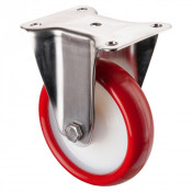 Roulette Inox Polyuréthane rouge 95 +/-3 Shore Ø150mm 240kg - Fixe