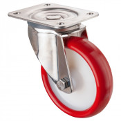 Roulette Inox Polyuréthane rouge 95 +/-3 Shore Ø150mm 240kg - Pivotante