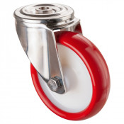 Roulette Inox Polyuréthane rouge 95 +/-3 Shore Ø150mm 240kg - Pivotante